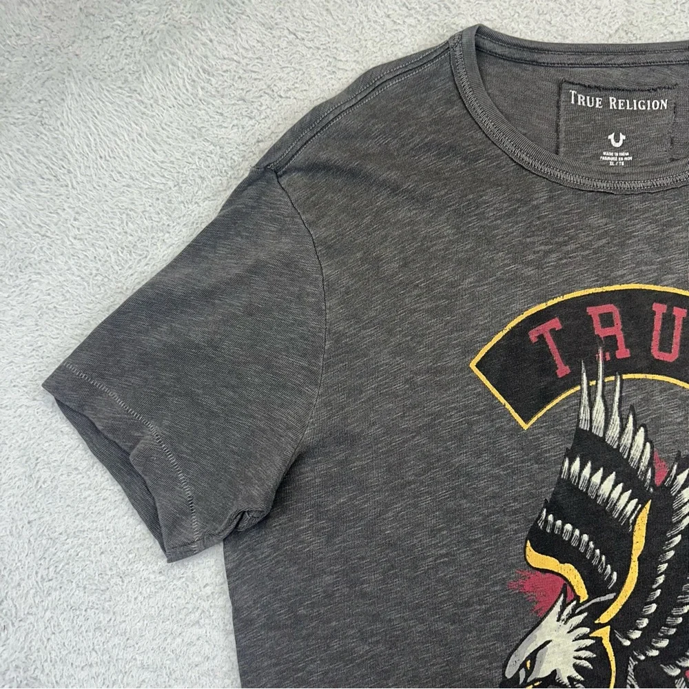 True Religion Shirt Mens XL Gray True Eagle Tee American Traditional Cotton Rock